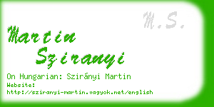 martin sziranyi business card