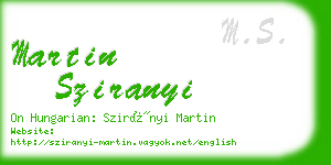 martin sziranyi business card